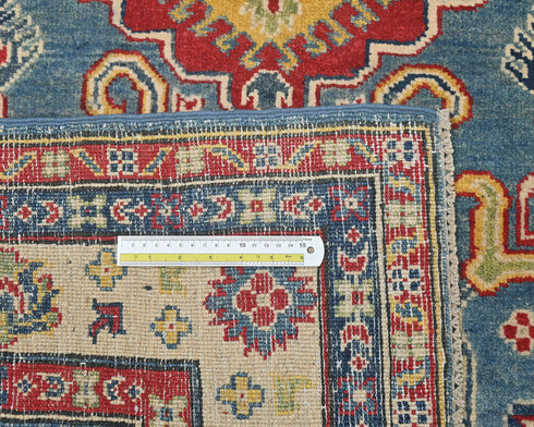 4x6 Blue Kuba Afghan Hand Knotted Wool Area Rug